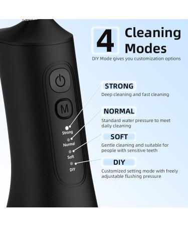 Water Flosser for Teeth - Cordless Rechargeable Electric Tooth Flosser with 4 Jet Tips & 4 Modes | 300ML Waterproof Travel & Home Use (Black - Buy Online on GoSupps.com