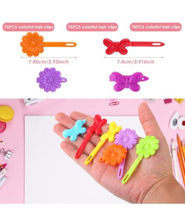 Yolev 76-Piece Self Hinge Plastic Hair Barrettes for Girls - Flower & Bowknot Hair Clips - Colorful 80s 90s Style - Random Color - Cute Hair Accessories - Buy Online on GoSupps.com