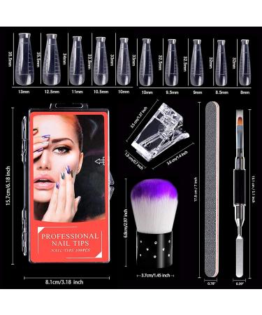 Kalolary Dual Nail Forms Set - 100PCS T-Shape Forms with Nail Tip Clip, Brush, File, and Poly gel Brush - Professional Nail Manicure Kit - Buy Online on GoSupps.com
