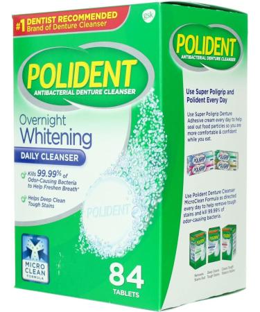 Polident Overnight 84ct - Fast-Acting Dental Adhesive for Secure Dentures | International Shipping Available - Buy Online on GoSupps.com