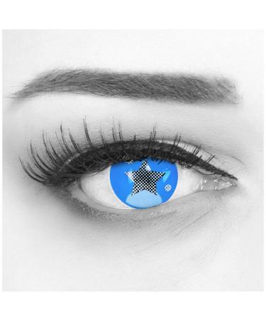 Colored blue contact lenses 1 pair of anime Blue Circle Lenses Heroes of Cosplay.Annual lenses for costumes Halloween carnival carnival with free lentil container - without strength 0.0 diopters 8.6 millimeters 14.00 millimeters 2.0