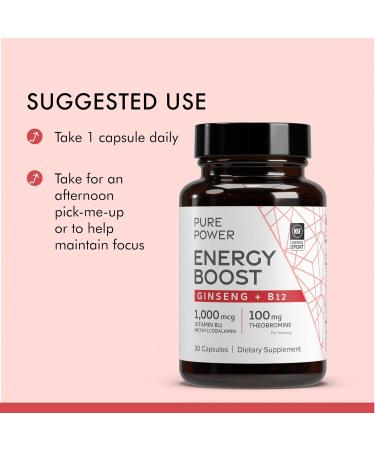 Dr. Mercola Pure Power Energy Boost, 30 Servings (30 Capsules), Ginseng + B12, Dietary Supplement, Boosts Physical & Mental Energy, Non-GMO 30 Count (Pack of 1) - Buy Online on GoSupps.com