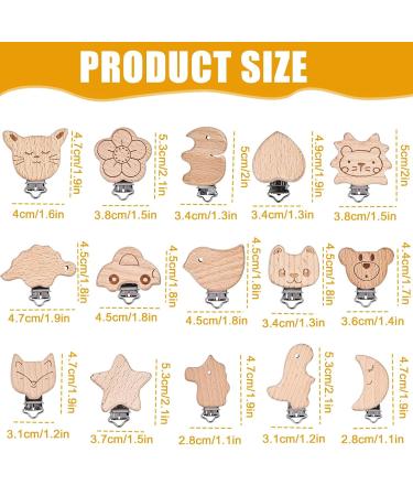 15-Piece Wooden Pacifier Clip Set | Eco-Friendly Baby Clips for Secure Pacifier Chain Closure | Perfect for Children - Buy Online on GoSupps.com