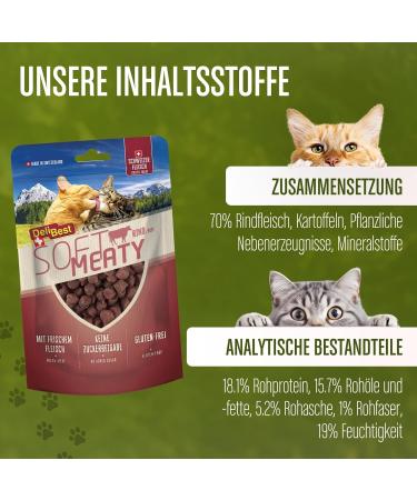 Delibest Soft Meatys Cat Treats - Swiss Beef Cereal-Free Semi-Damp Easy Digestible Allergy-Friendly 100g - Buy Online on GoSupps.com