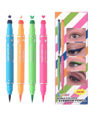 Set of 4 double-ended liquid eyeliner pads - 4 ml - Perfect for eye makeup stars moon butterflies hearts parties outdoor events and outings