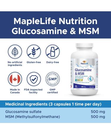 MapleLife Glucosamine Plus Msm 1000mg - 200 capsules - Buy Online on GoSupps.com