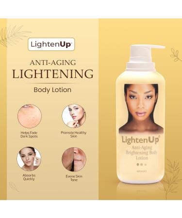 Lightenup Anti-Aging Skin Brightening Body Lotion | 13.5 Fl Oz / 400 ml | Moisturizing Cream for Elbows Armpit Private Areas Feet | with Argan Oil Shea Butter & Alpha Arbutin - Buy Online on GoSupps.com