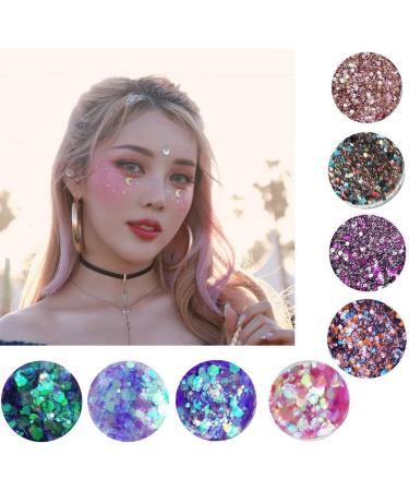 Yitla 8 Color Face Glitter Set for Festivals & Parties - Cosmetic Glitter for Body, Cheeks & Hair with Fix Gel & Brush - Buy Online on GoSupps.com