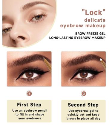 2-in-1 Eyebrow Pen & Brow Freeze Gel - Waterproof Long-Lasting Definer & Setter - Light Brown - Smudge-Proof Crayon Pomade & Clear Wax Pencil for Natural Look - Buy Online on GoSupps.com
