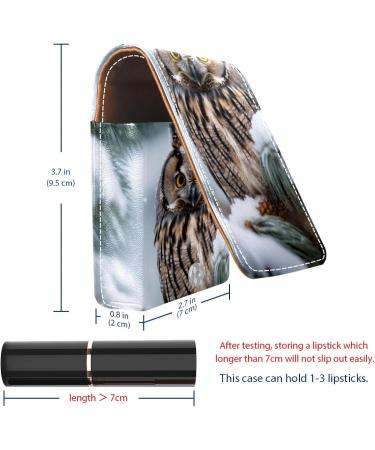 Travel Lipstick Organizer Case - Portable Makeup Bag with Mirror | Winter Snow Tree Owl Design - Buy Online on GoSupps.com