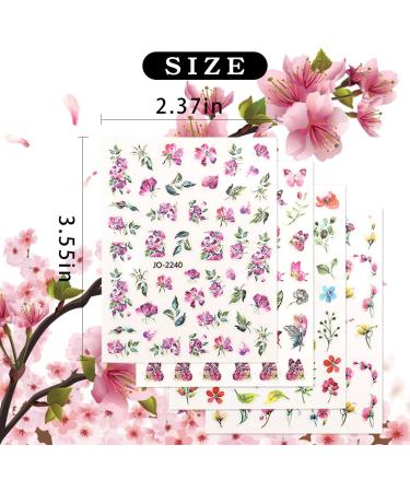 3D Flower Nail Art Stickers - Self-Adhesive Decals for Acrylic Nails - Spring Floral Design - 8 Sheets - Buy Online on GoSupps.com