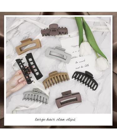NLUS Large Hair Claw Clips 8 Pack - Strong Hold Matte Hair Clips for Women - 2 Styles Banana Square Jaw Clips - Ideal for Thick and Thin Hair - Light Grey, Brown, Khaki, Black - Buy Online on GoSupps.com