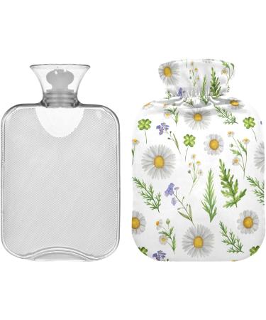NAANLE Hot Water Bottle with Cover - Watercolor Daisies 2L Large Warm-Up Bag for Menstrual Cramps Pain Relief & Heat Therapy - Ideal for Hands & Feet - Buy Online on GoSupps.com