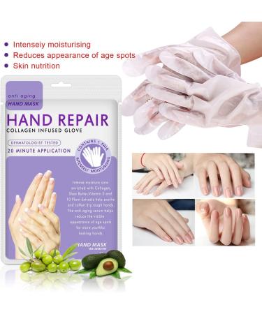 3 Pairs Moisturizing Gloves for Dry, Aging Hands - Infused with Collagen, Vitamins & Plant Extracts - Intense Skin Repair & Nutrition - 6 Count - Buy Online on GoSupps.com