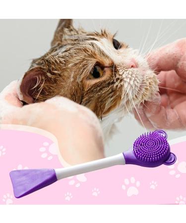 Cat Chin Scrubber - Manual Scrubber Brush for Cats Lightweight Design Soft Chin Brush for Face Jaw Chin Gums and Tongue Cleaning Purple - Buy Online on GoSupps.com