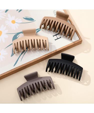 DEEKA Large Double Row Teeth Hair Claw Clips - 4 PCS Matte Hair Accessories for Thick Long Hair - Neutral Brown Colors - 3.5 Inch (Pack of 4) - Buy Online on GoSupps.com