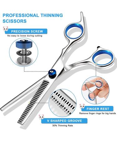 Liren Professional Dog Grooming Scissors Kit with Safety Round Tips - 3 in 1 Shears Set for Cats & Dogs - Sharp & Durable Pet Grooming Shears - Buy Online on GoSupps.com