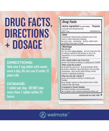 WELMATE Complete Allergy & Wellness Kit: Generic Xyzal Levocetirizine 5mg (24hr Support) Phenylephrine HCl Nasal Decongestant Doxylamine Sleep Aid Bifidobacterium Probiotic & Zinc Sulfate - Buy Online on GoSupps.com