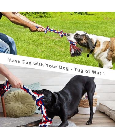 YAUNGEL 95cm XXL Dog Rope Toy | Heavy Duty Interactive Toy for Aggressive Chewers | Tough Twisted Rope with 5 Knots | For Medium Large Dogs | Mixed Colors - Buy Online on GoSupps.com