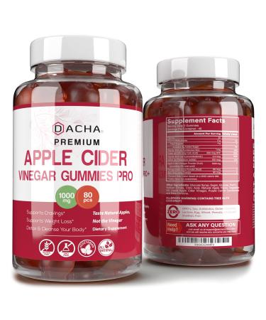 Premium Apple Cider Vinegar Gummies – 80 Count, 1000mg Raw, Organic, Unfiltered ACV from The Mother, Not Sticky, Immune, Detox, Fitness & Acid Reflux Heartburn Pomegranate Beet Root Vitamin B9 B12