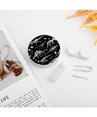 Shop Bagea-Ka Black & White Dinosaur Skeleton Contact Lens Case - Eye Care Kit with Mirror Tweezers & Bottle for Travel & Home - Buy Online on GoSupps.com