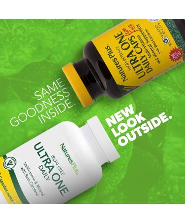 NaturesPlus Ultra One Iron Free - 90 Capsules - High Potency Daily Multivitamin & Mineral Supplement for Natural Energy - Vegetarian & Gluten-Free - Buy Online on GoSupps.com