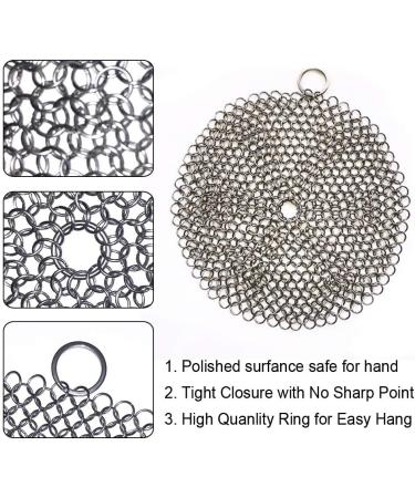 HOVhomeDEVP 316 Stainless Steel Cast Iron Cleaner - 7 Inch Chainmail Scrubber for Pre-Seasoned Pans, Dutch Ovens, and Skillets - Buy Online on GoSupps.com