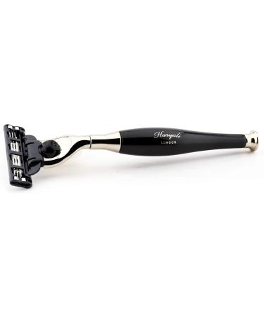 Haryali London Men's 3 Edge Shaving Set - Black 5 Piece with Brush Stand Bowl & Soap | International Shipping Available - Buy Online on GoSupps.com