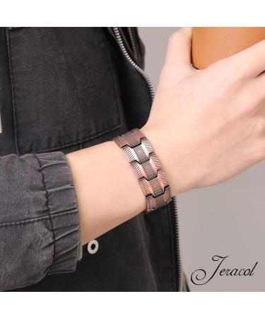Jeracol 99.99% Solid Copper Magnetic Bracelet for Men | 3X Ultra Strength Magnets | 3500 Gauss | Anniversary Gift | Adjustable Size | Jewelry Box Included - Buy Online on GoSupps.com