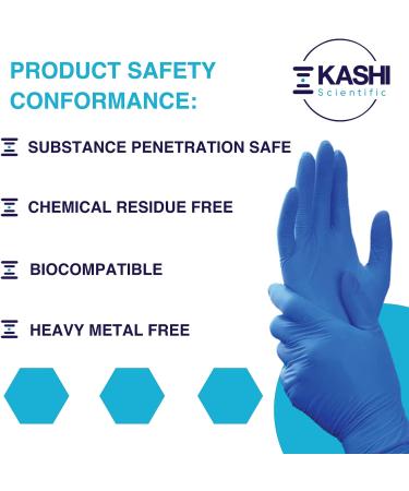Kashi Scientific Disposable Nitrile Exam Gloves - 4 mil, Powder-Free, Latex-Free, Blue - X-Small, 100 Count - Food Safe Gloves - Buy Online on GoSupps.com