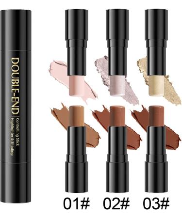 Contour Stick Cream Highlight & Contour Makeup 2-in-1 Wonder Stick - Pearl White & Amber - Buy Online on GoSupps.com