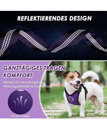Slowton Dog Harness with Safety Belt for Car - Breathable Dog Seat Belt with 2 Carabiner Hooks - Purple Medium - Buy Online on GoSupps.com
