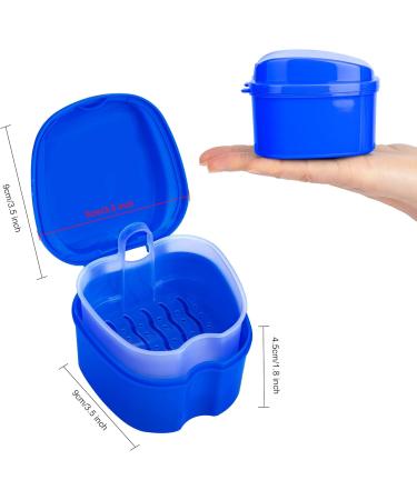 Denture Box for False Teeth Storage - Dental Prosthesis Container with Sieve - Dark Blue Retainer Holder for Cleaning & Organization - Buy Online on GoSupps.com