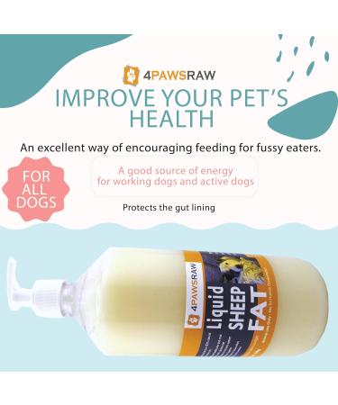 4PAWSRAW Liquid Sheep Fat 100% natural food supplement for your dog (1 Litre) - Buy Online on GoSupps.com