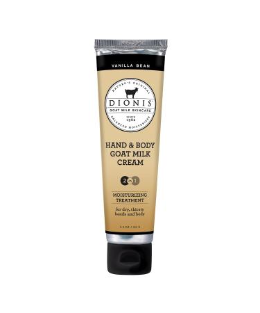 Dionis - Goat Milk Skincare Vanilla Bean Scented Hand & Body Cream (3.3 oz) - Made in the USA - Cruelty-free and Paraben-free