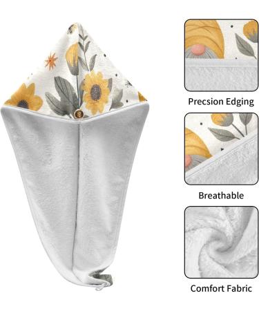 Sunflower Gnomes Hair Towels 2 Pack - Super Absorbent Quick Dry Hair Turbans for Women & Girls - Buy Online on GoSupps.com
