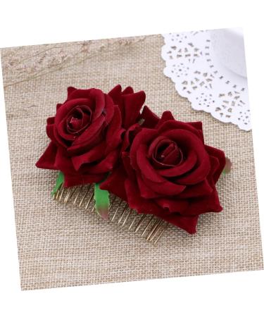 FRCOLOR Red Rose Garland Floral Hair Accessories Bridal Hair Pieces Floral Hair Comb Rose Hair Accessories Rose Flower Comb Fork Comb Wreath Wedding Headgear Flower Hair Accessories medium As Shown - Buy Online on GoSupps.com