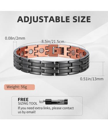 BioMag Copper Bracelet for Men - 8.5in Adjustable Magnetic Wristband with Ultra Strength Magnets - Copper Black - Buy Online on GoSupps.com