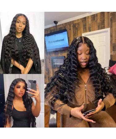 Synthetic Curly Lace Front Wig | Long Deep Wave Crimped Hair | Fake Scalp + Natural Curls | Middle Part | 1B Color - Buy Online on GoSupps.com