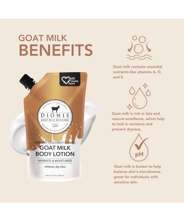 Dionis Creamy Coconut & Oats Goat Milk Body Lotion Refill Pouch & Skincare Scented Lotion Creamy Coconut & Oats 8.5 oz - Buy Online on GoSupps.com