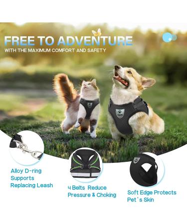 Supet Cat Harness and Leash Set - Adjustable Soft Mesh Vest for Walking Cat and Small Dog - Reflective Strap for Safety - Comfort Fit for Pet - Black (Chest 11-13) - Buy Online on GoSupps.com
