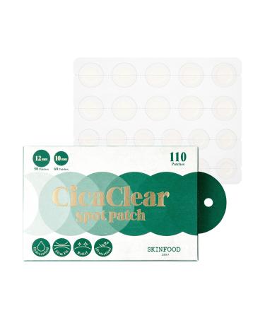 SKINFOOD Cica Clear Spot Patch (110count) Hydrocolloid AC Patch for Covering and Recovering Spot Ultra Thin Clear Skin Sticker for Easy AC Care