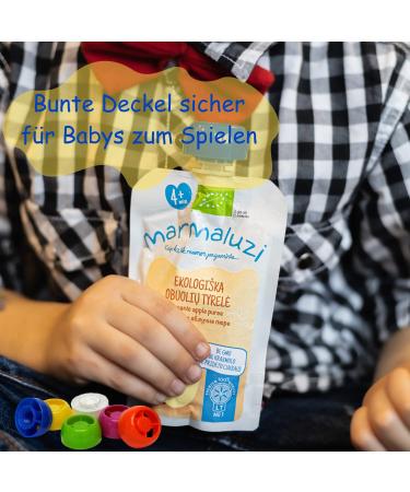 Organic Quetschies by Marmaluzi - Premium Baby Fruit Puree (Apple & Banana) - 14 Pack (90g each) - No Added Sugar or Additives - Ideal for 4+ Months - Buy Online on GoSupps.com