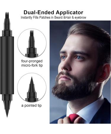 Black Beard Pen & Brush Set for Men - Waterproof & Sweatproof - Long-lasting Coverage Mustache Kit - Facial Hair Styling Thickener - Buy Online on GoSupps.com