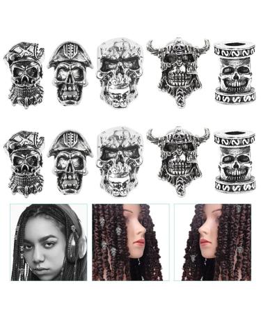 KALLORY Dreadlock Accessories - Viking Beard Beads, Skull & Antique Hair Beads - 10pcs - Buy Online on GoSupps.com
