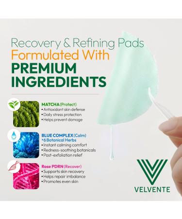 Velvente Matcha Toner Pads All-in-One Skin Pads for Dark Spots Redness Acne-Prone Anti-Aging Brightening & Exfoliating Rose PDRN Recovery & Refining Korean Skincare All Skin Types 100 Pads - Buy Online on GoSupps.com