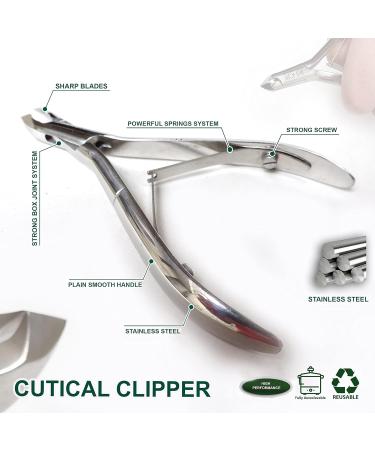 Professional Cuticle Nippers Cuticle Cutters Remover Nail Scissors Nail Care Tool Manicure & Pedicure (RE5008 Plain Handle with Round Box Joint) - Buy Online on GoSupps.com