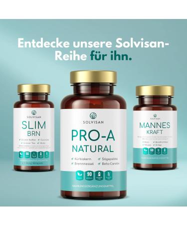 Solvisan Pro-A Natural - 500mg Pumpkin Seed 400mg Saw Palmetto 200mg Nettle Extract Selenium & Beta-Carotene - 90 Capsules for Optimal Health | International Shipping Available - Buy Online on GoSupps.com