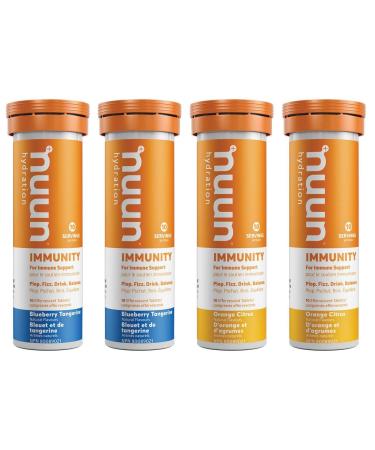 Nuun Immunity: Immune Support Hydration Supplement 4 Tubes (40 Servings) Mixed Flavour Pack Electrolytes Antioxidants Vitamin C Zinc Turmeric Elderberry Ginger Echinacea