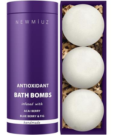 Antioxidant Acai Berry Bath Bombs Blueberry Fig Large Luxury Bubble Bath Bomb Set for Girls Cleanse & Detox Bathbombs Fizzies Relaxation Spa self Care Stress Relief Gifts for Women Stocking Stuffers